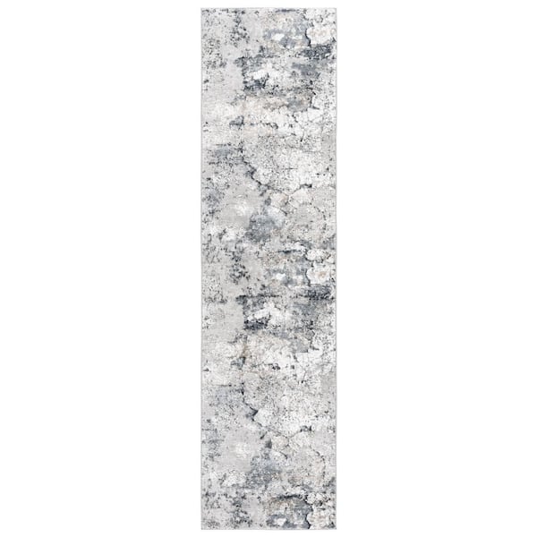 SAFAVIEH Carter 2 ft. x 8 ft. Taupe/Navy Abstract Distressed Runner Rug