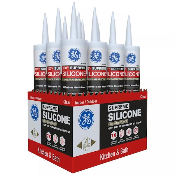 GE Supreme Silicone 10.1 oz. Clear Kitchen and Bath Caulk (12pk)