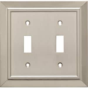 Classic Architecture Satin Nickel Antimicrobial 2-Gang Decorator Wall Plate (4-Pack)