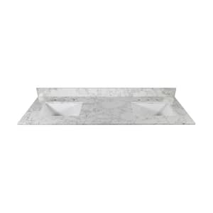61 in. W x 22 in. D Engineered Stone Composite Vanity Top in Gray with White Rectangular Double Sinks