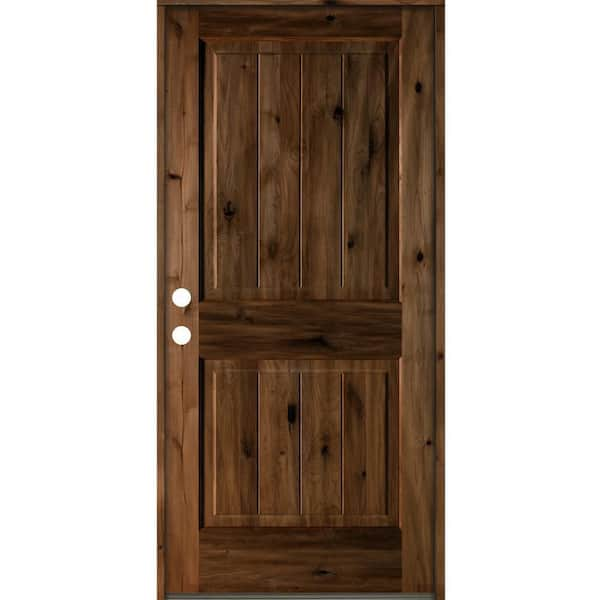 Krosswood Doors 36 in. x 80 in. Rustic Knotty Alder Square Top V ...