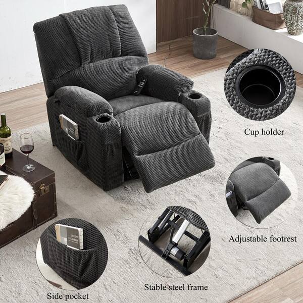 grey jumbo cord recliner chair