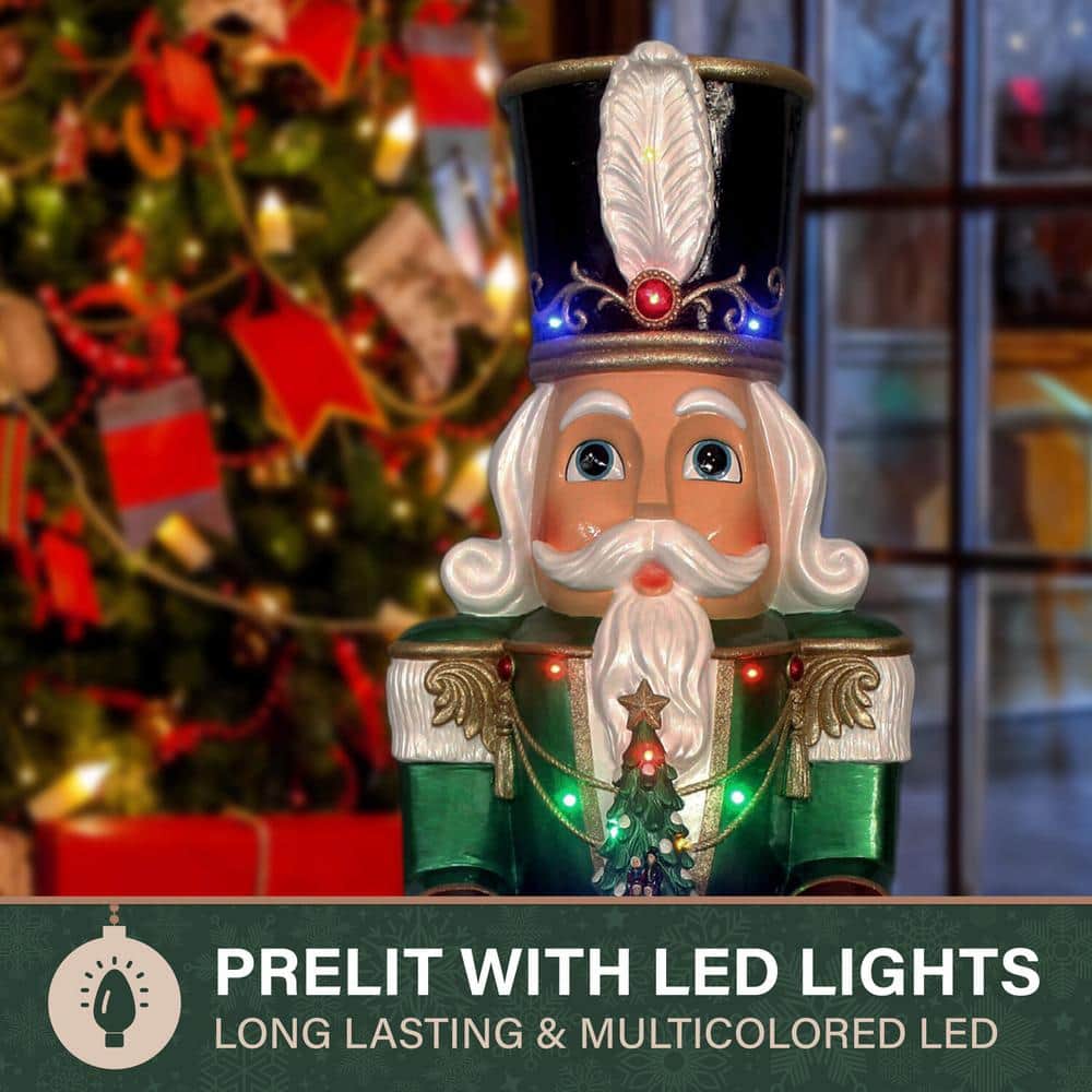 4.8-Ft Green and Red Resin Nutcracker with LED Lights and Music