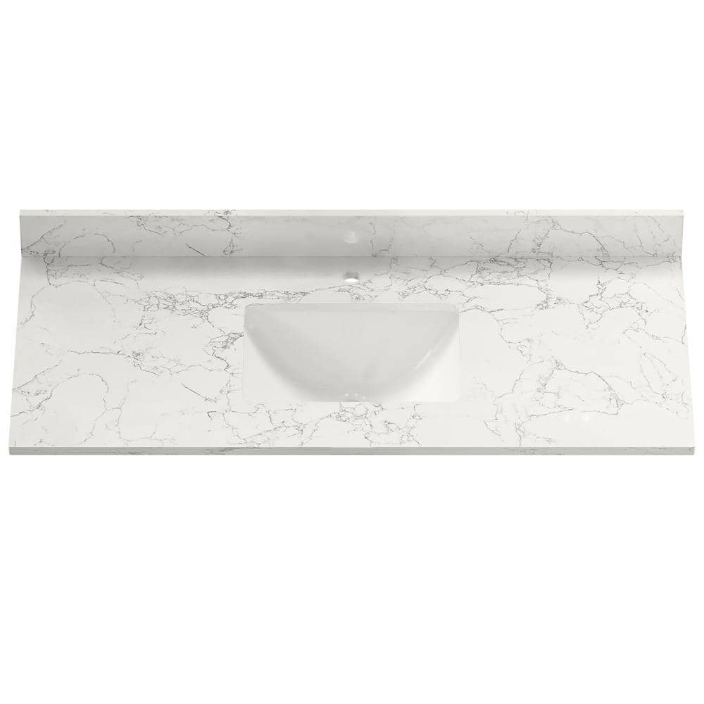 49 in. W x 22 in. D Engineered Stone Composite White Rectangular Single Sin