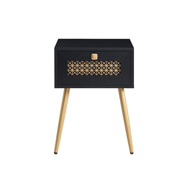 EDYO LIVING 15.8 in. Black Square Wood End Table