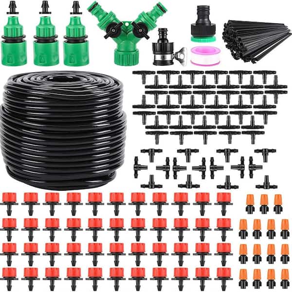 Agfabric 164 ft. Drip Irrigation Kit Garden Watering System for Garden Greenhouse, Flower Bed, Patio, Lawn