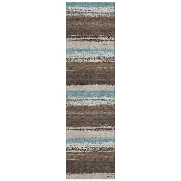 Chantille Machine Washable Indoor/Outdoor Abstract ACN2707 Brown 2 ft. x 7 ft. Runner Rug