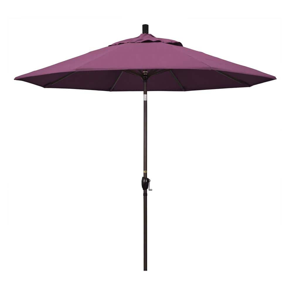 California Umbrella 9 ft. Bronze Aluminum Market Push Button Tilt Crank Lift Patio Umbrella in Iris Sunbrella GSPT908117-57002 Sansujyuku sansujyuku.com