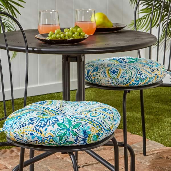 Baltic Paisley 15 in. Round Outdoor Seat Cushion (2-Pack)
