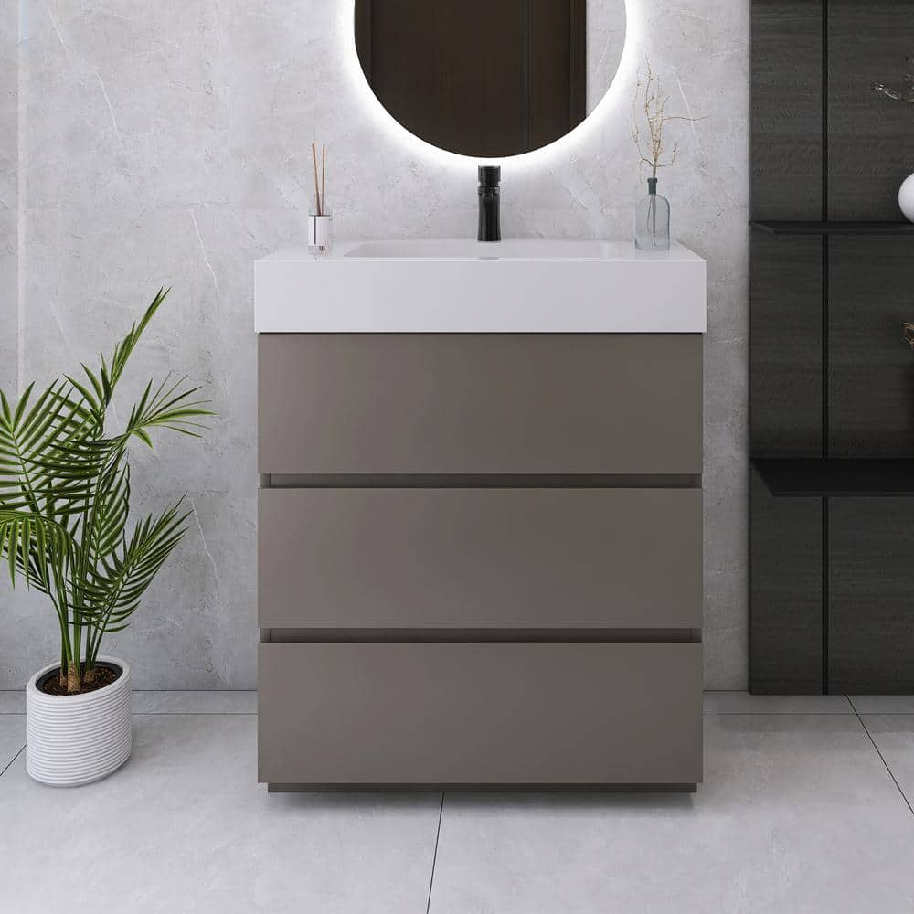 30 in. W x 18 in. D x 37 in. H Single Sink Freestanding Bath Vanity with Wh