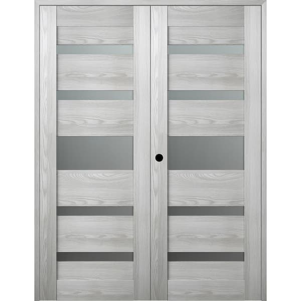 Belldinni Vona 07-05 72 in. x 84 in. Right Hand Active 5-Lite Frosted Glass Ribeira Ash Wood Composite Double Prehung French Door