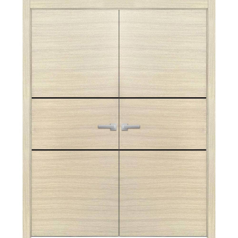 48 in. x 96 in. 2 Panel Natural Veneer Finished Solid Wood with Honeycomb Sliding Door with Hardware price history on PriceWatchPro