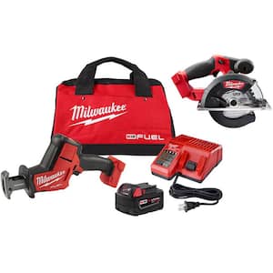 M18 FUEL 18-Volt Lithium-Ion Brushless Cordless HACKZALL Reciprocating Saw Kit W/5-3/8 in. Metal Cutting Circular Saw
