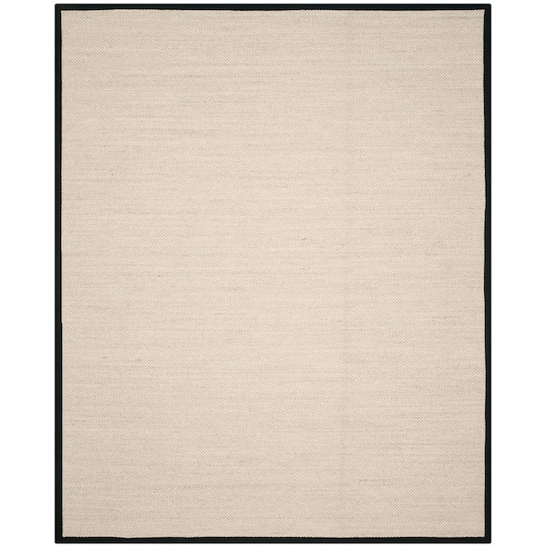 Natural Fiber 11 ft. x 15 ft. Marble/Black Woven Border Area Rug