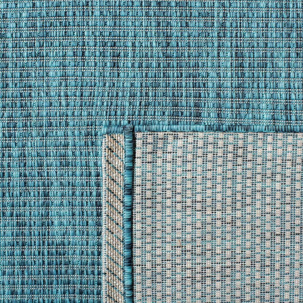 Safavieh Courtyard Collection 6'7" Square Grey/Aqua Indoor/Outdoor Rug