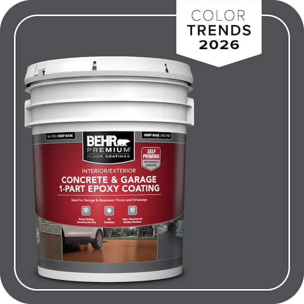 BEHR PREMIUM 5 gal. #PPU18-01 Cracked Pepper Self-Priming 1-Part Epoxy Satin Interior/Exterior Concrete and Garage Floor Paint