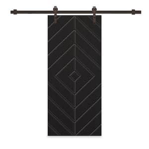 Diamond 30 in. x 84 in. Fully Assembled Black Stained MDF Modern Sliding Barn Door with Hardware Kit