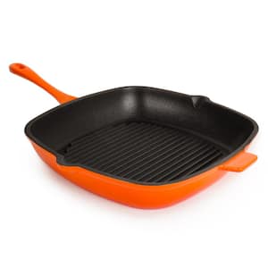 Neo 13 in. Cast Iron Grill Pan in Orange