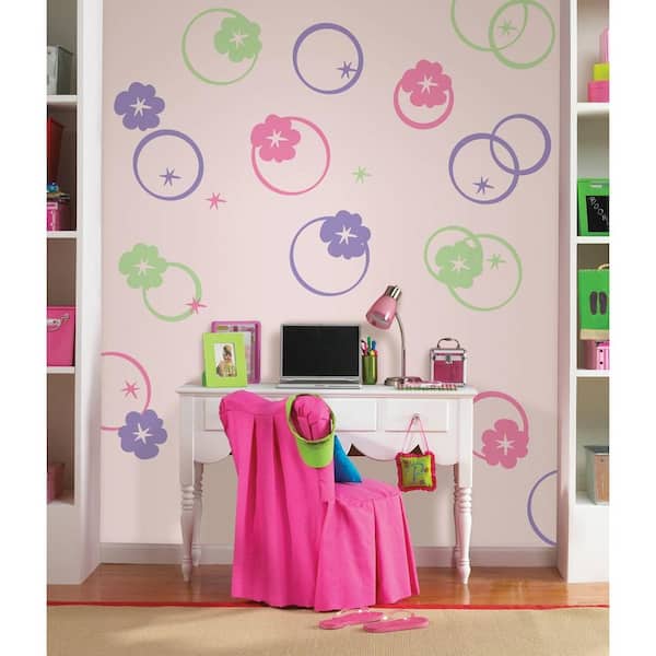 WallPops 13 in. x 13 in. Pink Hooplah Circles 8-Piece Wall Decals