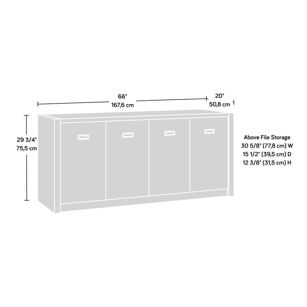 Brushed Oak and Pebble White 66'' 2-Drawer Credenza