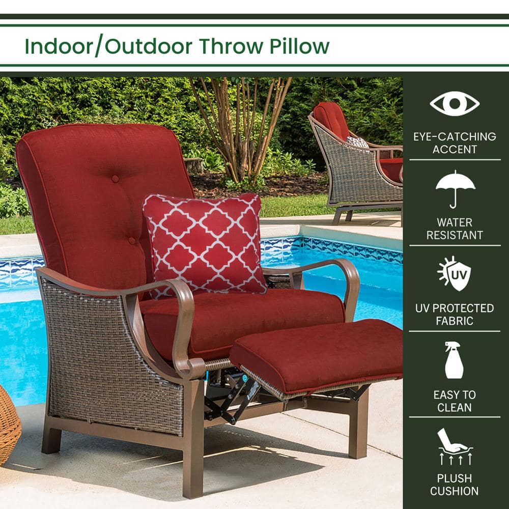Red Lattice Pattern Square Indoor/Outdoor Throw Pillow