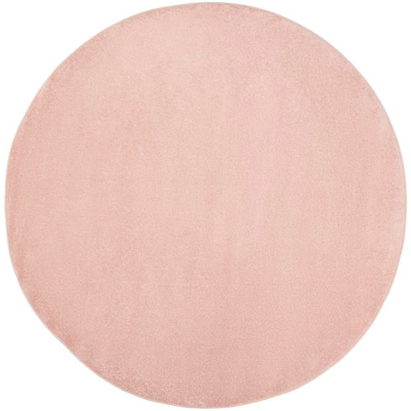 Essentials 6 ft. x 6 ft. Pink Round Solid Contemporary Indoor/Outdoor Patio Area Rug