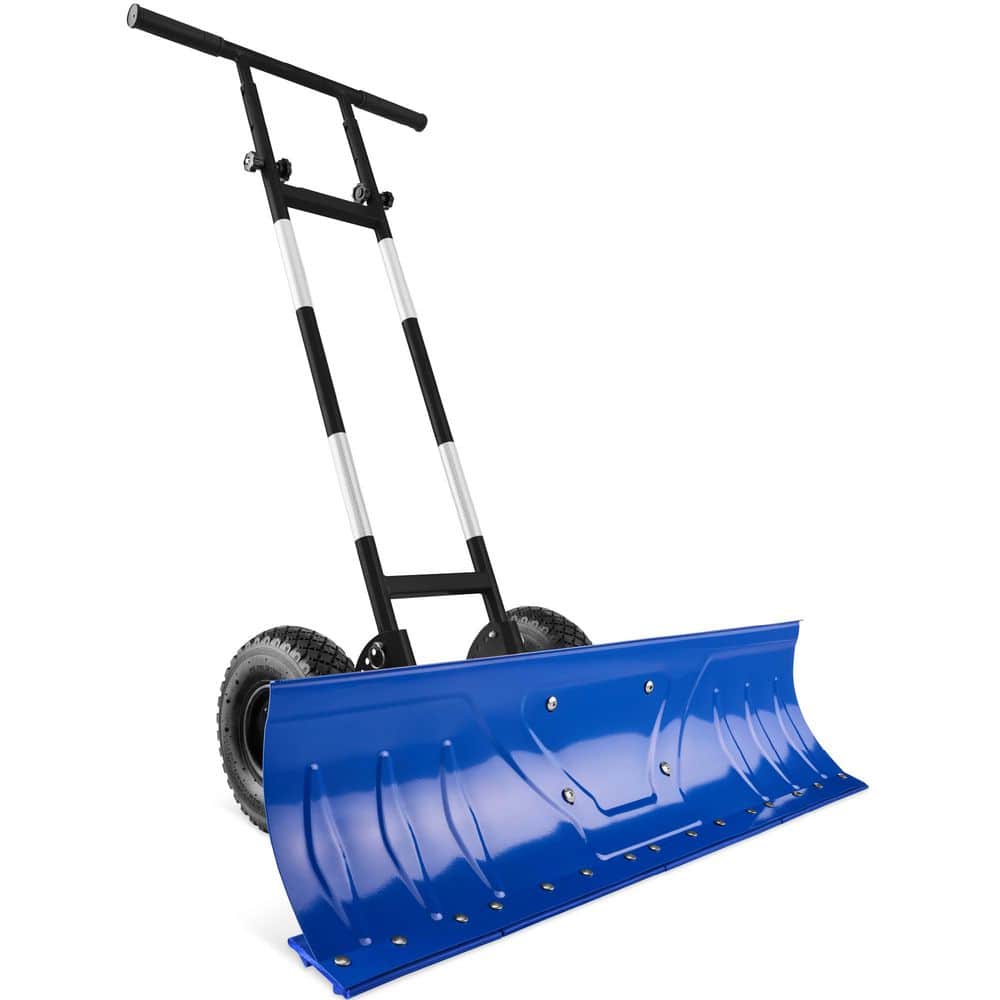 51 in. Steel Handle Metal Blade Blue Snow Pusher Shovel with Blade Angle, Reflective Tape and Adjustable Handle price history on PriceWatchPro