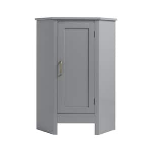 Mercer Mid Century Modern 32 in. H Freestanding Wooden Corner Floor Linen Cabinet, Grey