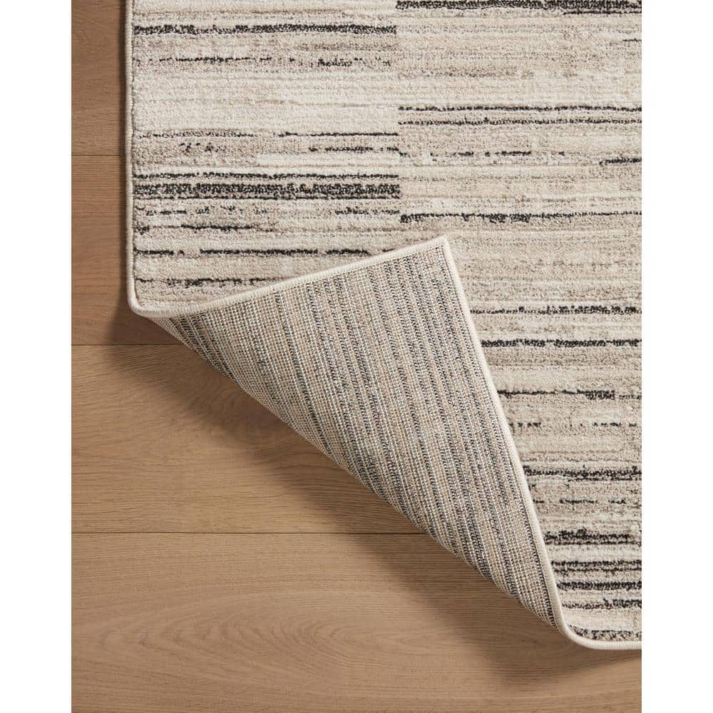 Darby Charcoal and Sand 8' x 10' Striped Synthetic Area Rug