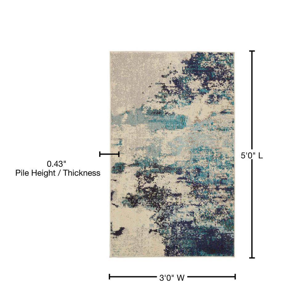 Hand-knotted Blue and White Abstract Medium Rug