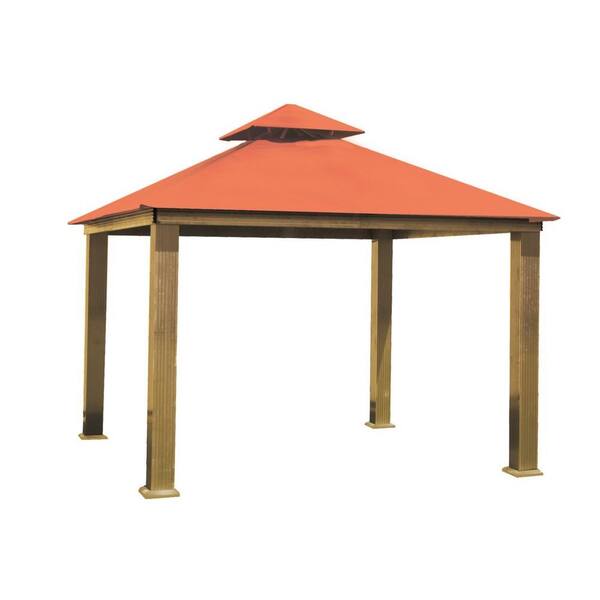 Unbranded 14 ft. x 14 ft. ACACIA Aluminum Gazebo with Rust Canopy