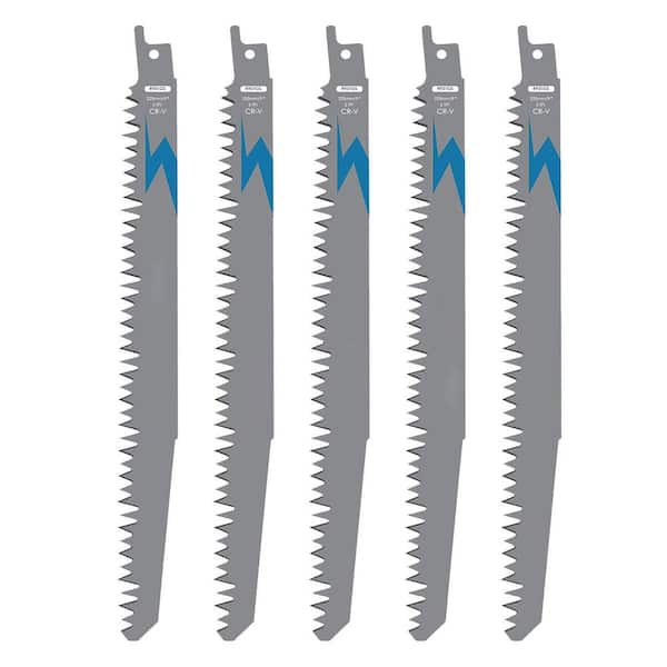 9 in. Chrome Vanadium Steel Wood Pruning Reciprocating Saw Blade with Fast Cutting for Pruning 5-Pack