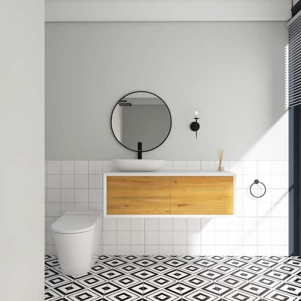 Unbranded 48 in. W x 22 in. W x 16 in. H Single Sink Bath Vanity in White with White Solid Surface Top