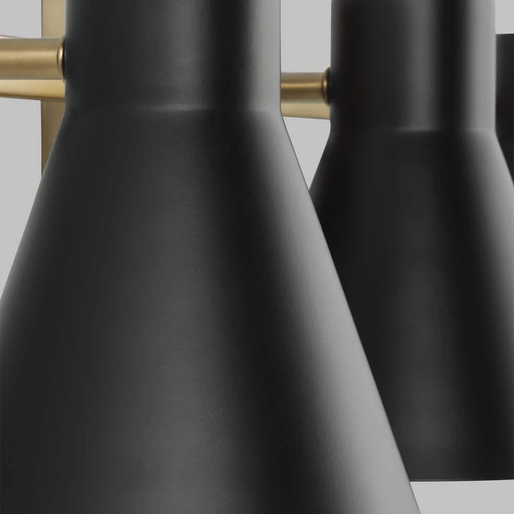 Towner 3-Light Satin Brass and Black Steel Bathroom Vanity Light