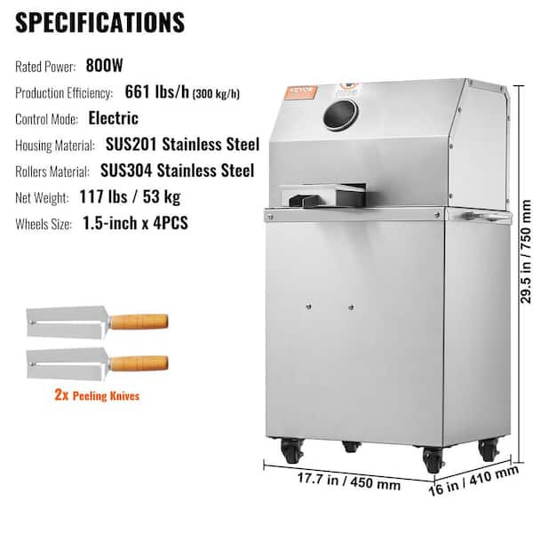 VEVOR Electric Sugar Cane Juicer 800W Sugarcane Juicer