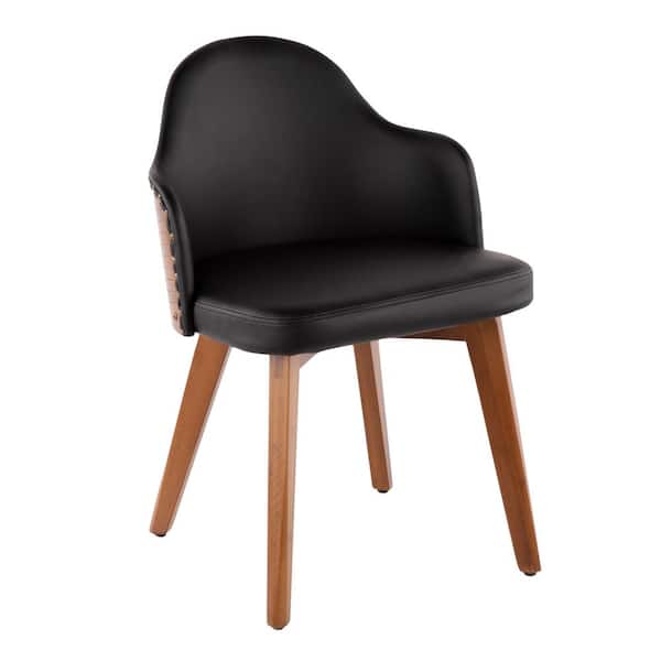 Lumisource Ahoy Walnut and Black Faux Leather Chair with Nailhead Trim