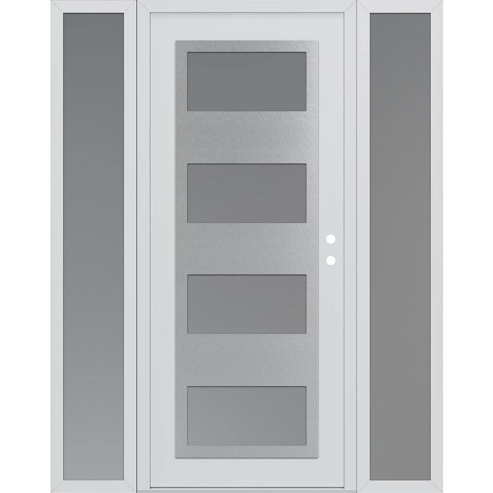 C2 64 in. x 80 in. Silver P-Left-Hand/Inswing Frosted Glass White/White 2-Sidelite Steel Prehung Front Door price history on PriceWatchPro