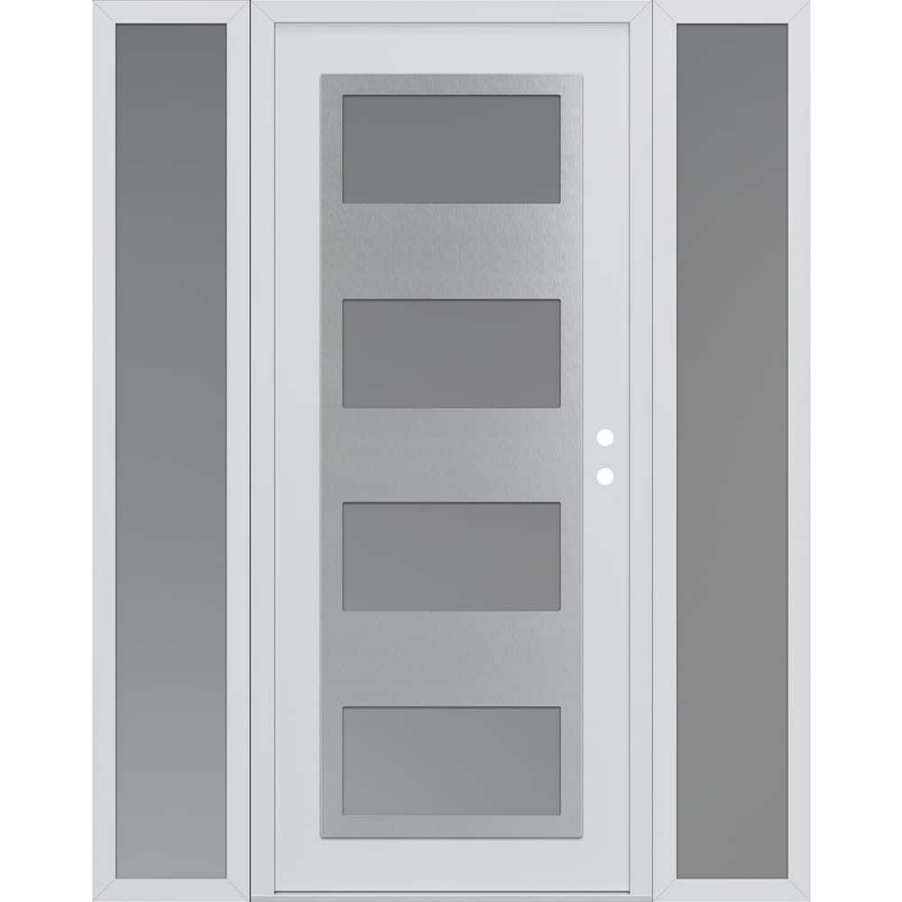 C2 60 in. x 80 in. Silver P-Left-Hand/Inswing Frosted Glass White/White 2-Sidelite Steel Prehung Front Door price history on PriceWatchPro