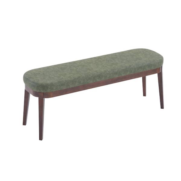 CHRISTOPHER KNIGHT HOME Forma Modern Upholstered PU Leather Ottoman Bedroom Bench, Rubberwood, Green