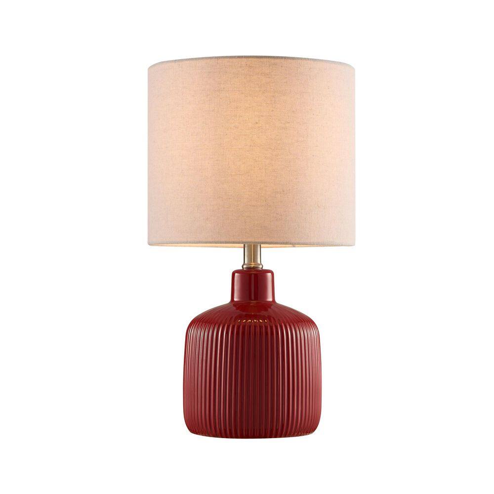 17.5 in. Red Glossy Contemporary Ceramic Table Lamp for Living Room with Natural Linen Shade price history on PriceWatchPro