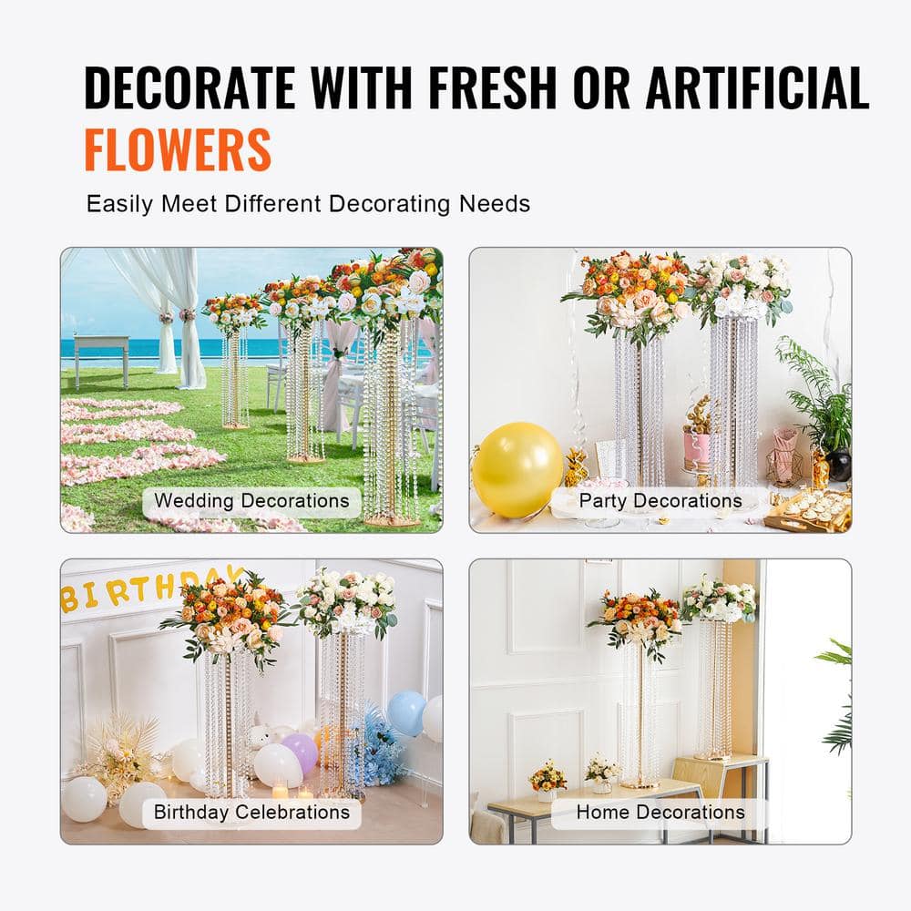 Luxurious French Gold Crystal Wedding Flower Stand Set