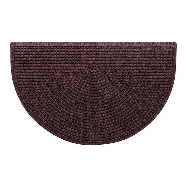 Waterhog Squares 24 in. x 39 in. Indoor Outdoor PET Polyester Half Round Doormat Bordeaux