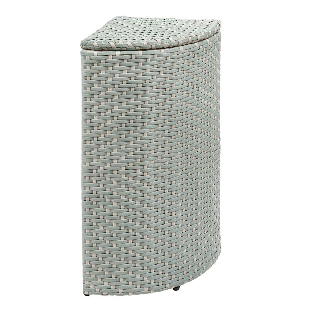 Mint Blue and White Plastic Corner Outdoor Trash Can