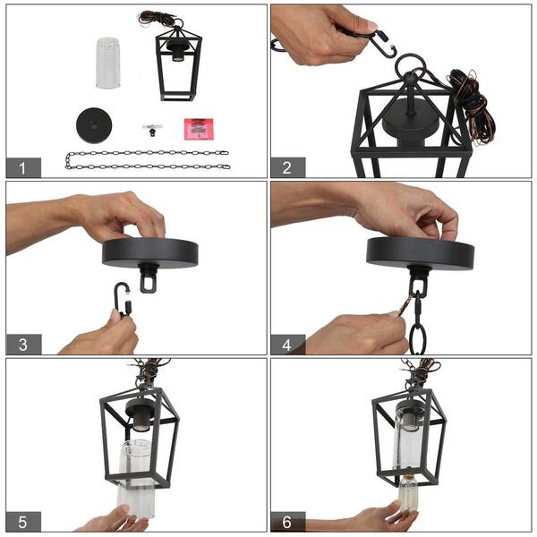 Uolfin Modern 1-Light Black Outdoor Pendant Light, Outdoor Uolfin Modern 1-Light Black Outdoor Pendant Light, Outdoor