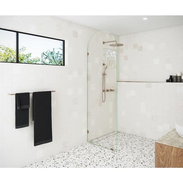 Glass Warehouse 28 in. W x 86.75 in. H Frameless Shower Door - Arched Single Fixed Panel