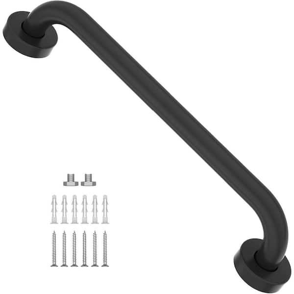 Matte Black 16 Inch x 1 Inch Diameter Concealed Screw Stainless Steel Bathroom Shower Grab Bar Safety Handrail