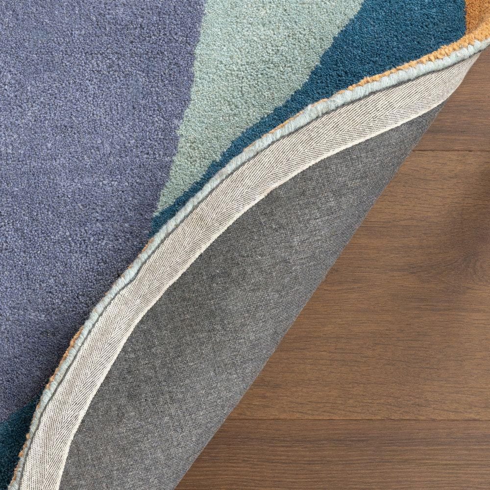 Blue Abstract Handmade Wool 4' x 6' Area Rug