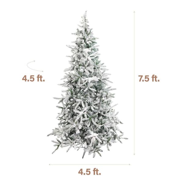 7.5-ft. Mountain Pine Snow Flocked Artificial Christmas Tree, No Lights