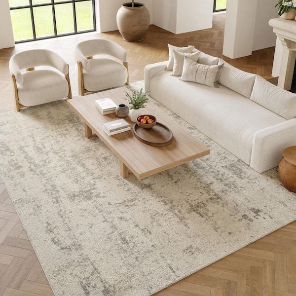 Concerto Cream Grey 8 ft. x 10 ft. Abstract Contemporary Area Rug