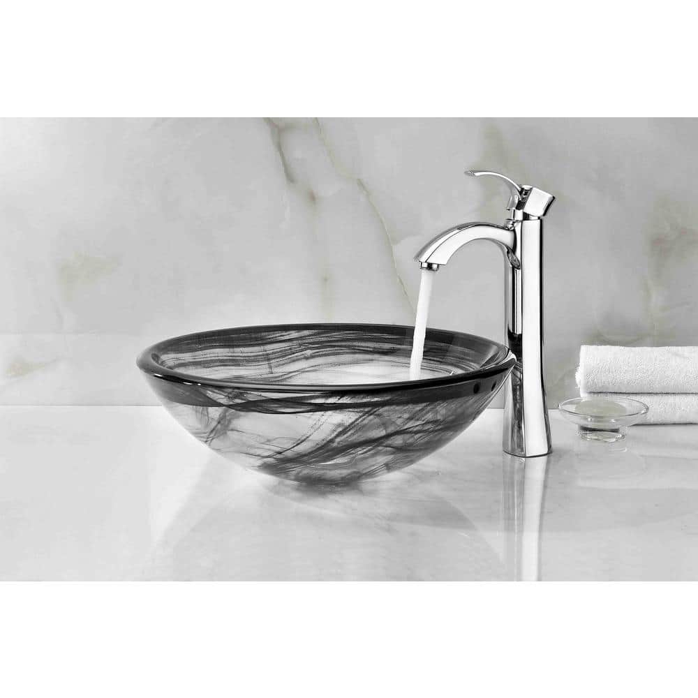 Smoky Green Tempered Glass Circular Vessel Sink